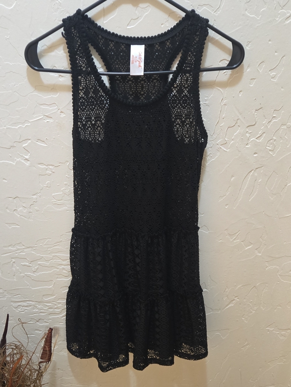 Cat & Jack Black Crochet Tank Coverup Dress